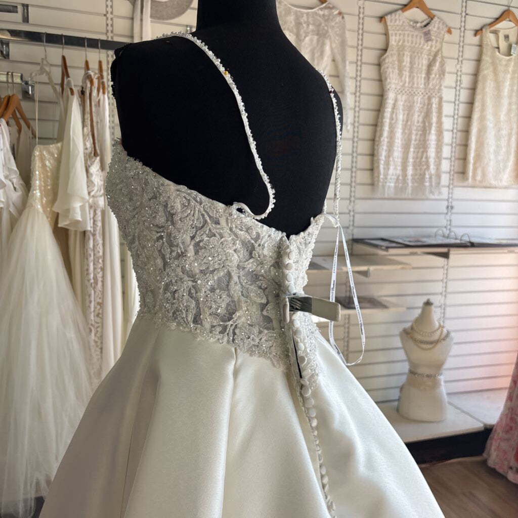 Jasmine Beaded Top Sateen Twill Wedding Dress 12