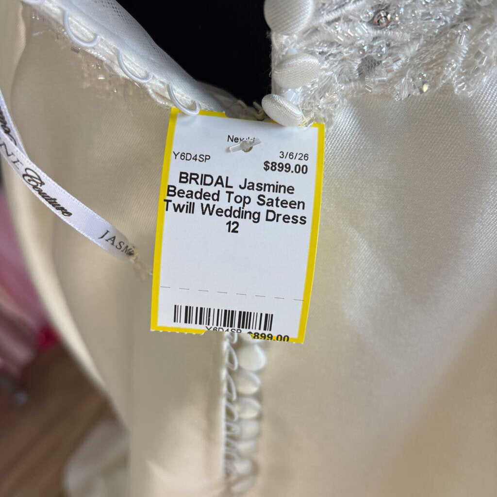 Jasmine Beaded Top Sateen Twill Wedding Dress 12
