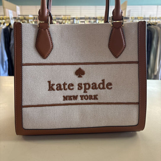 Kate Spade Brown Leather/ Beige Ellie Canvas Small Tote Purse
