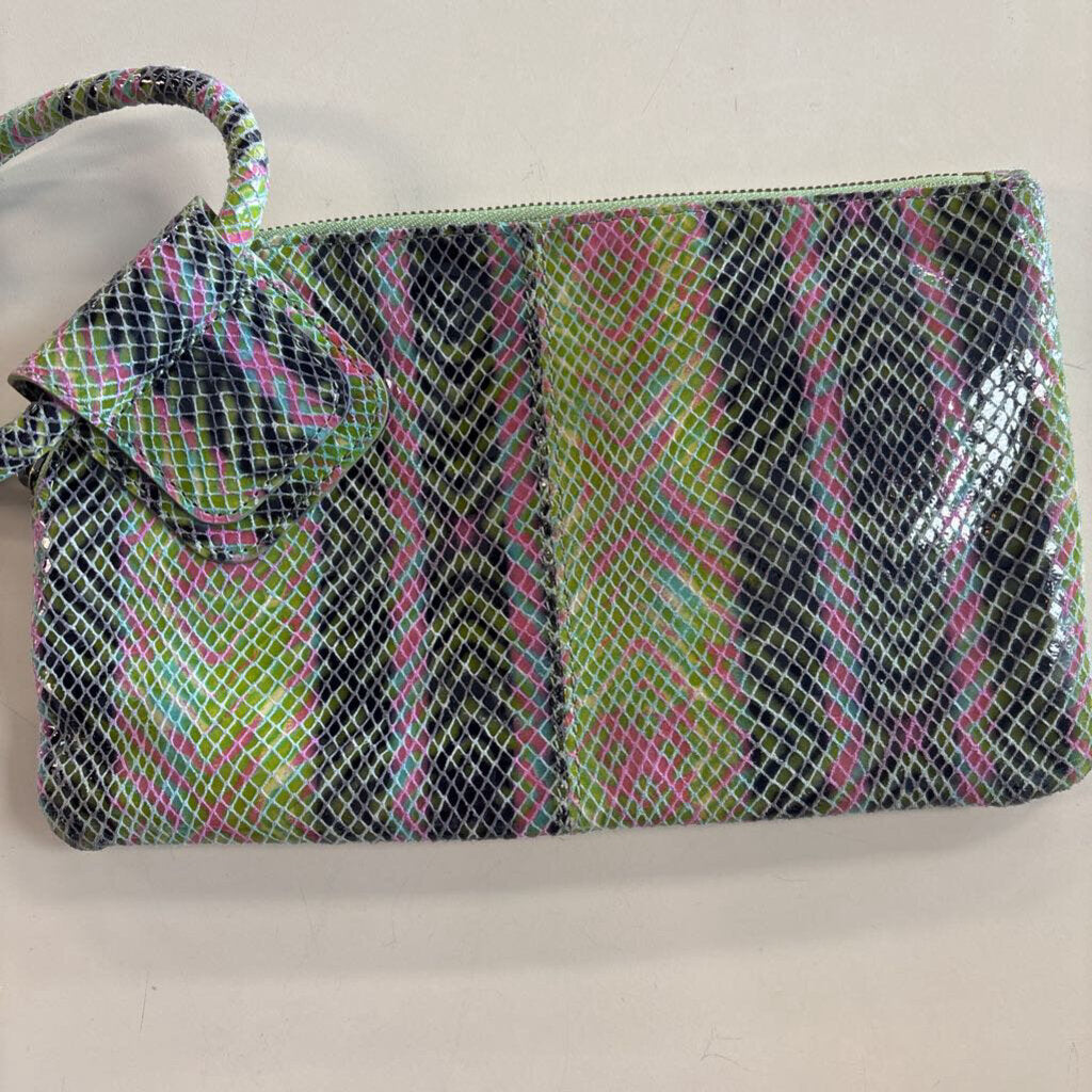 Hobo Green/ Multi Snakeskin Leather Sable Wristlet Clutch