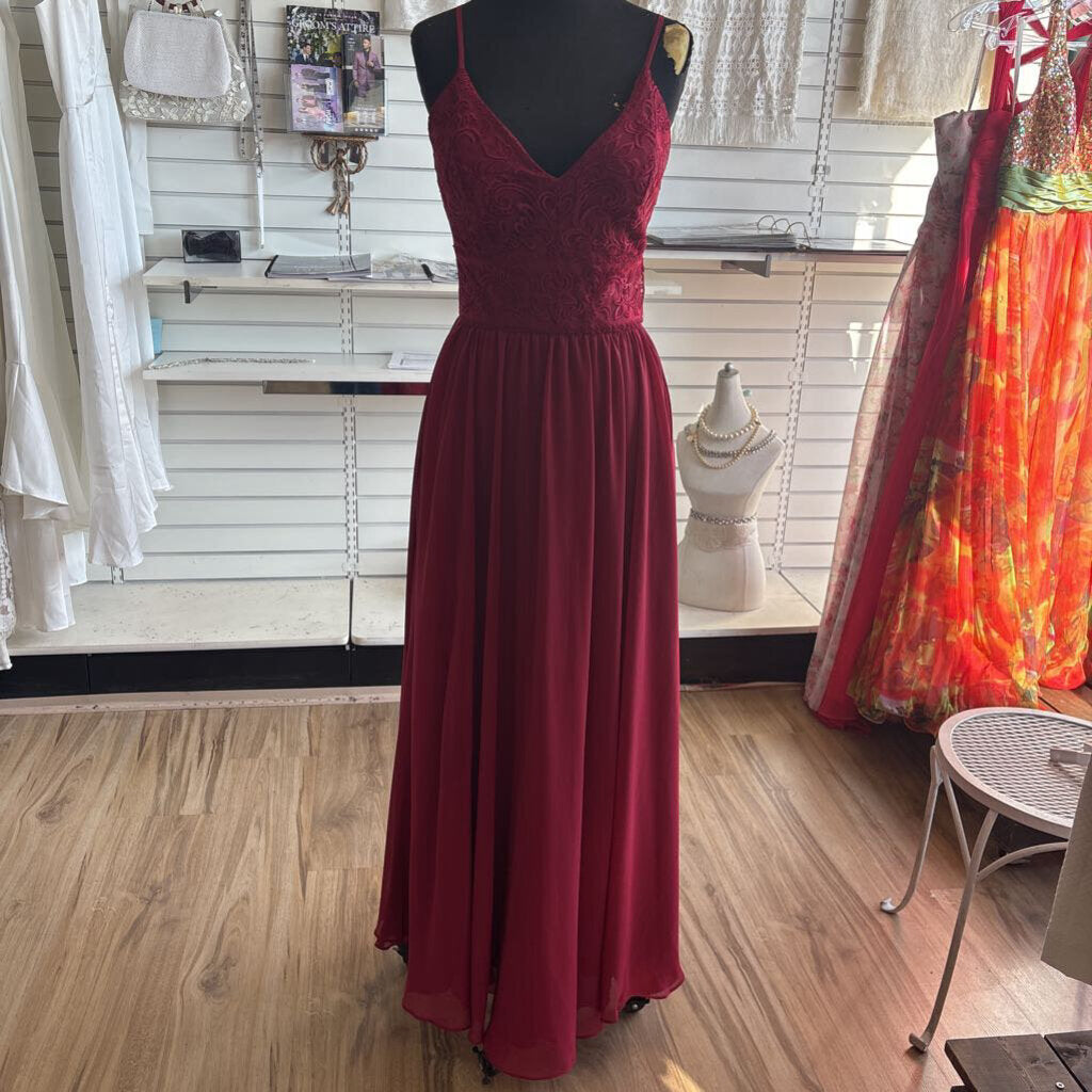 Kennedy Blue Red Lace Top Long Formal Dress 4