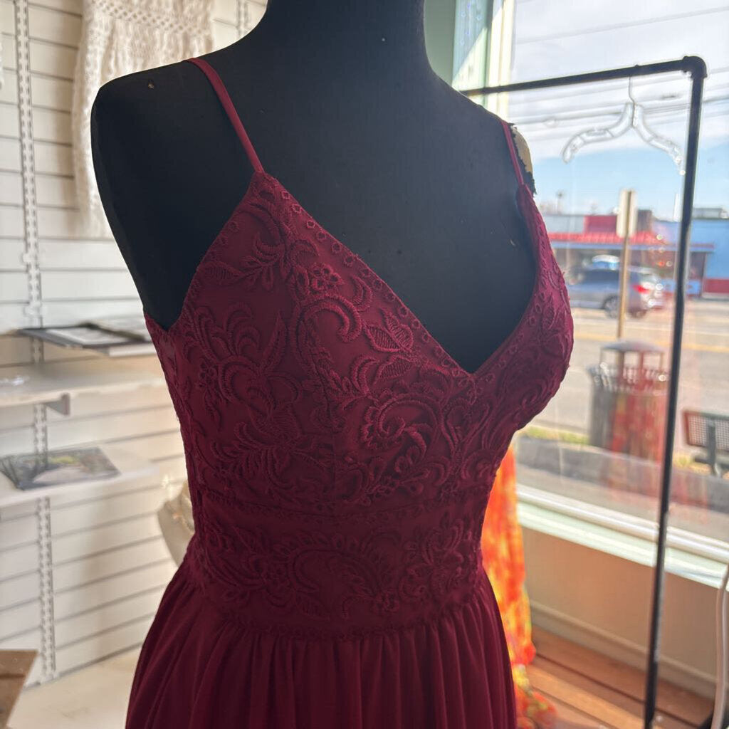 Kennedy Blue Red Lace Top Long Formal Dress 4