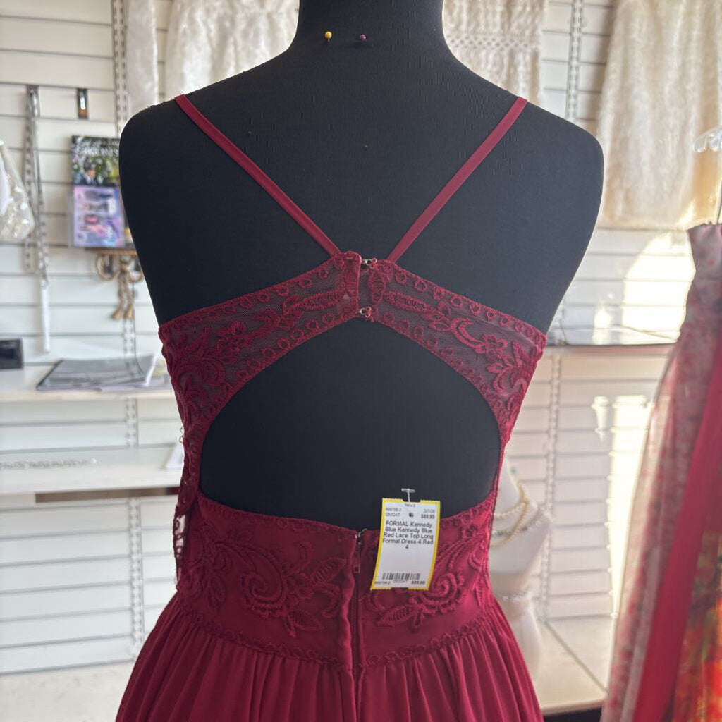 Kennedy Blue Red Lace Top Long Formal Dress 4