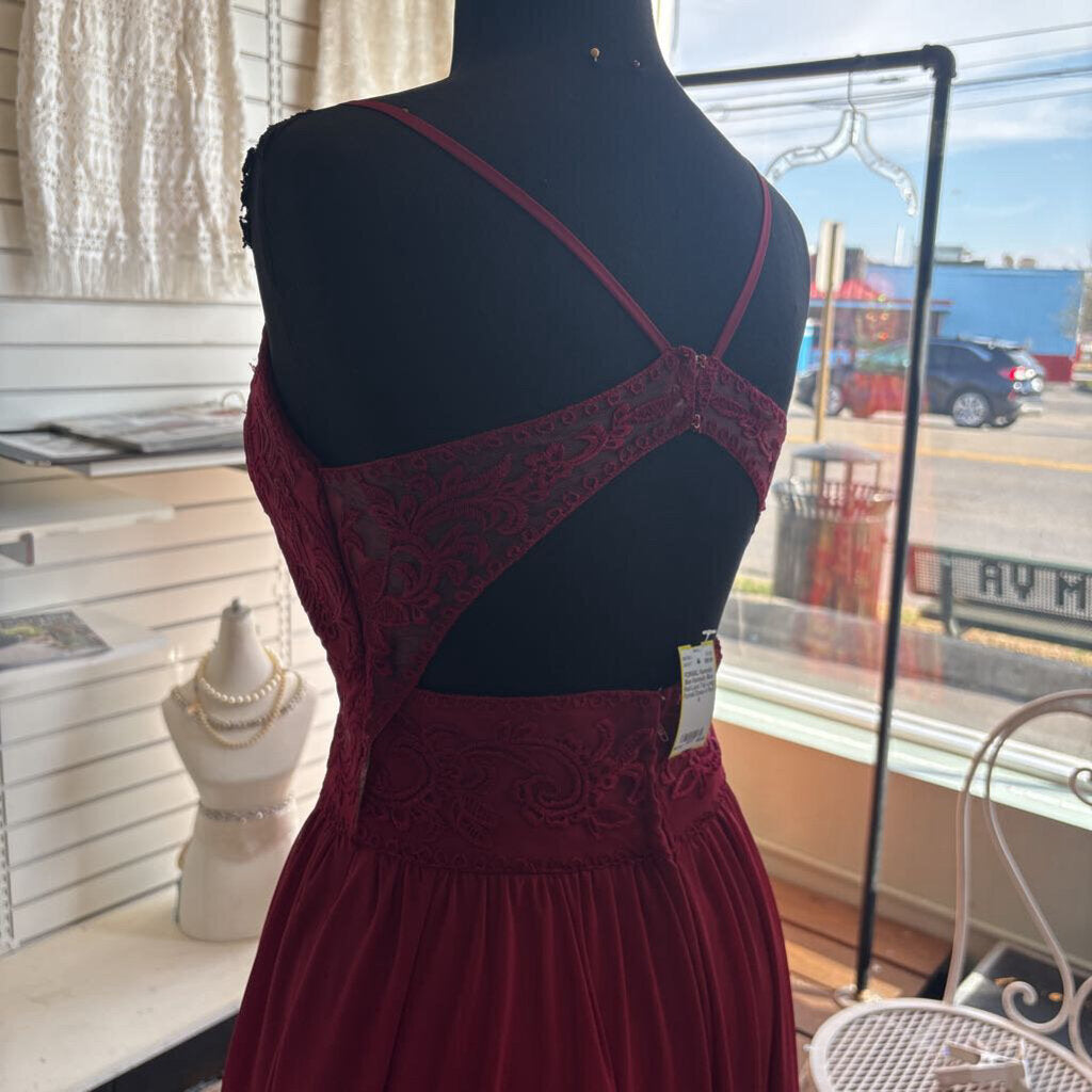 Kennedy Blue Red Lace Top Long Formal Dress 4