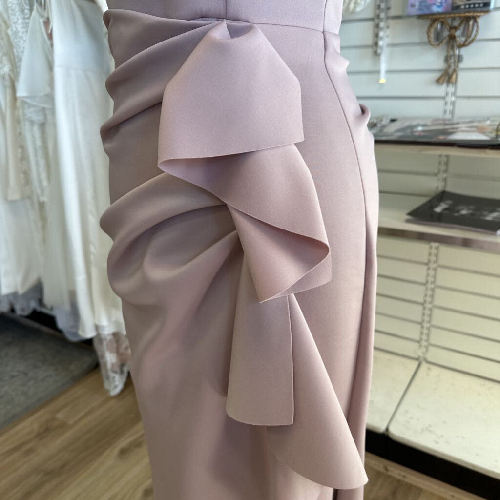 Xscape Pink Off Shoulder Ruffle Detail Long Formal Dress 2