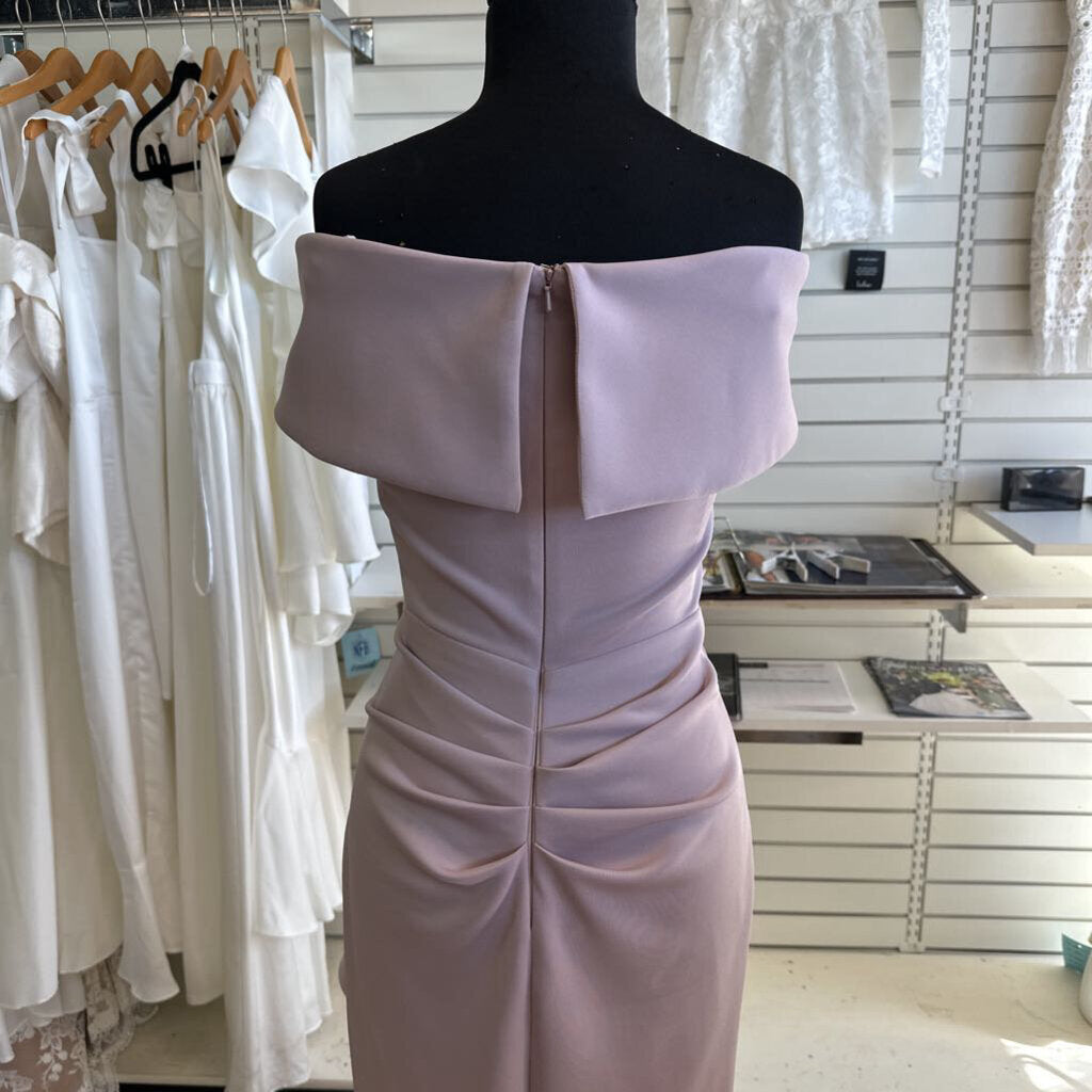Xscape Pink Off Shoulder Ruffle Detail Long Formal Dress 2