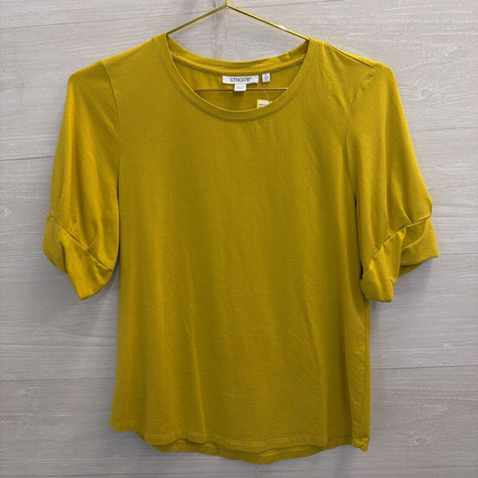 Chicos Soft Yellow Short Sleeve Top Small
