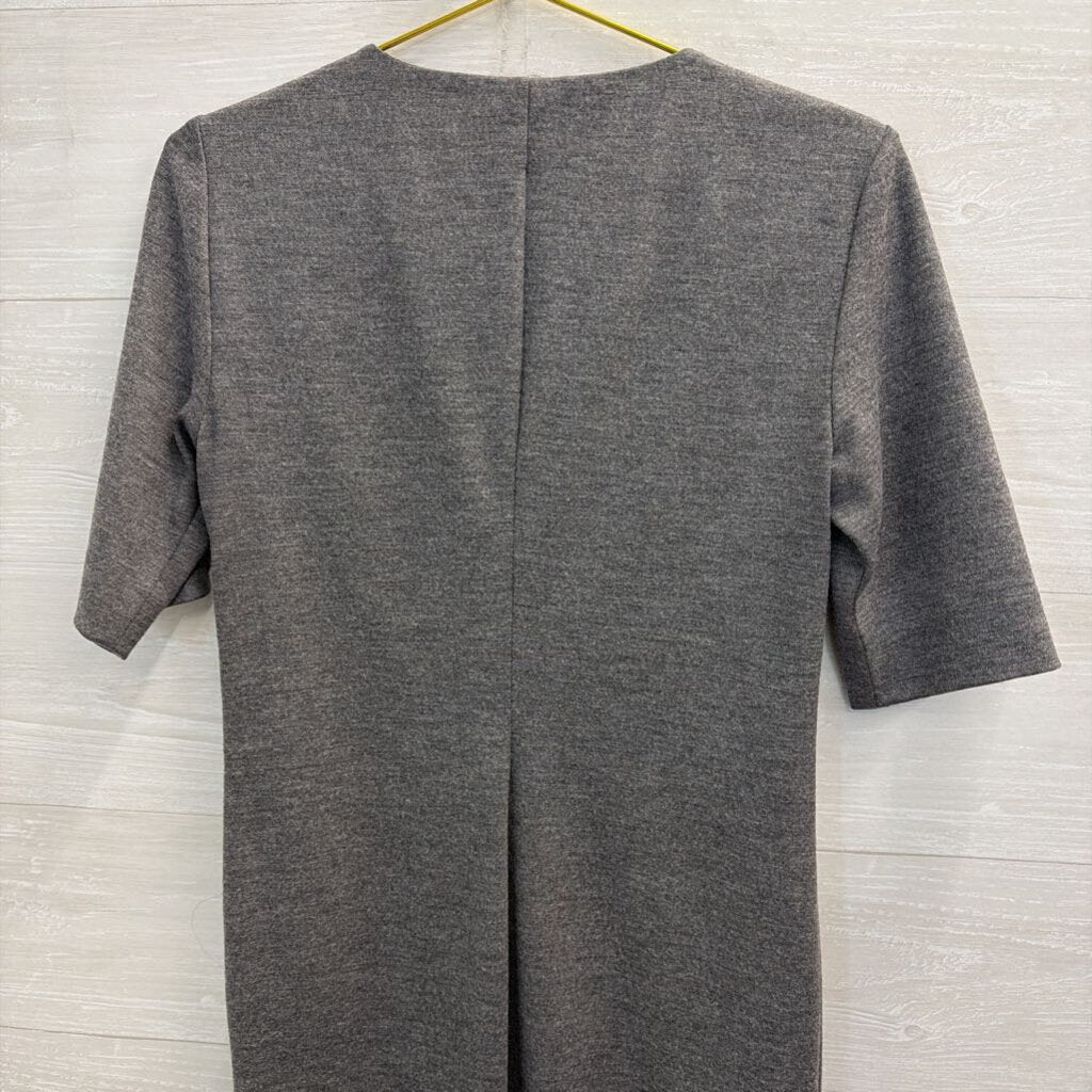 Diane von Furstenberg Grey Notched Neck Short Sleeve Dress 8