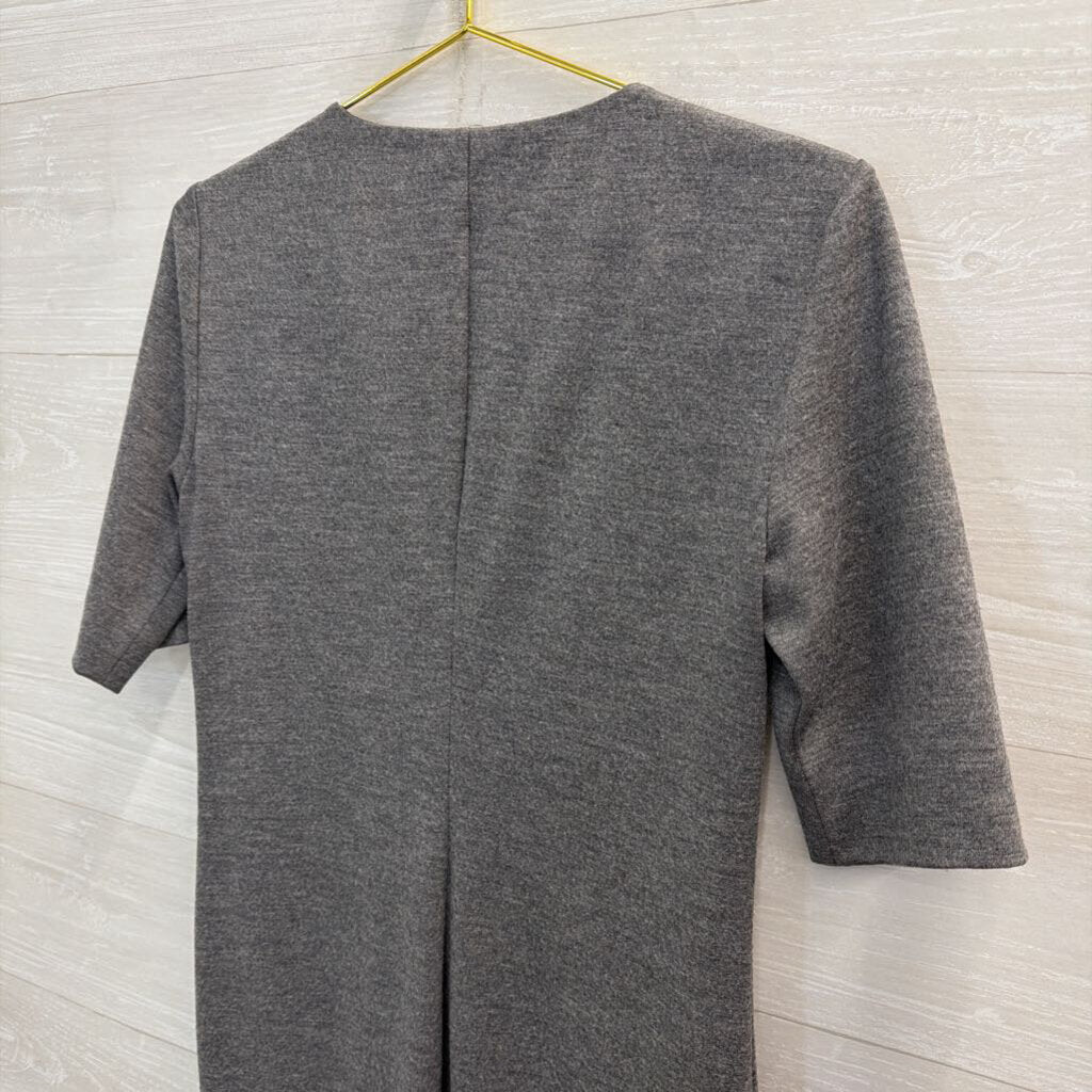 Diane von Furstenberg Grey Notched Neck Short Sleeve Dress 8