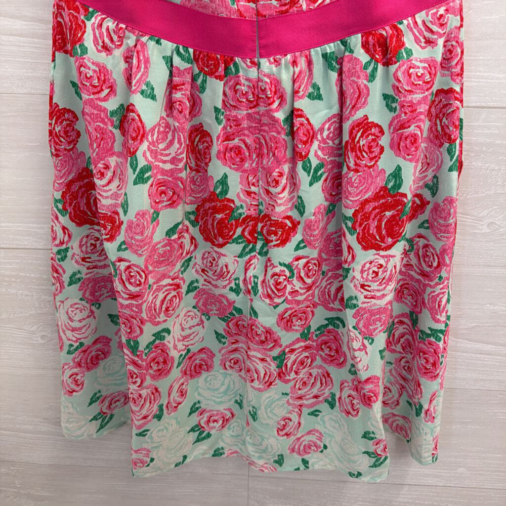 Vineyard Vines Blue/ Pink Rose Print Sleeveless Dress 8