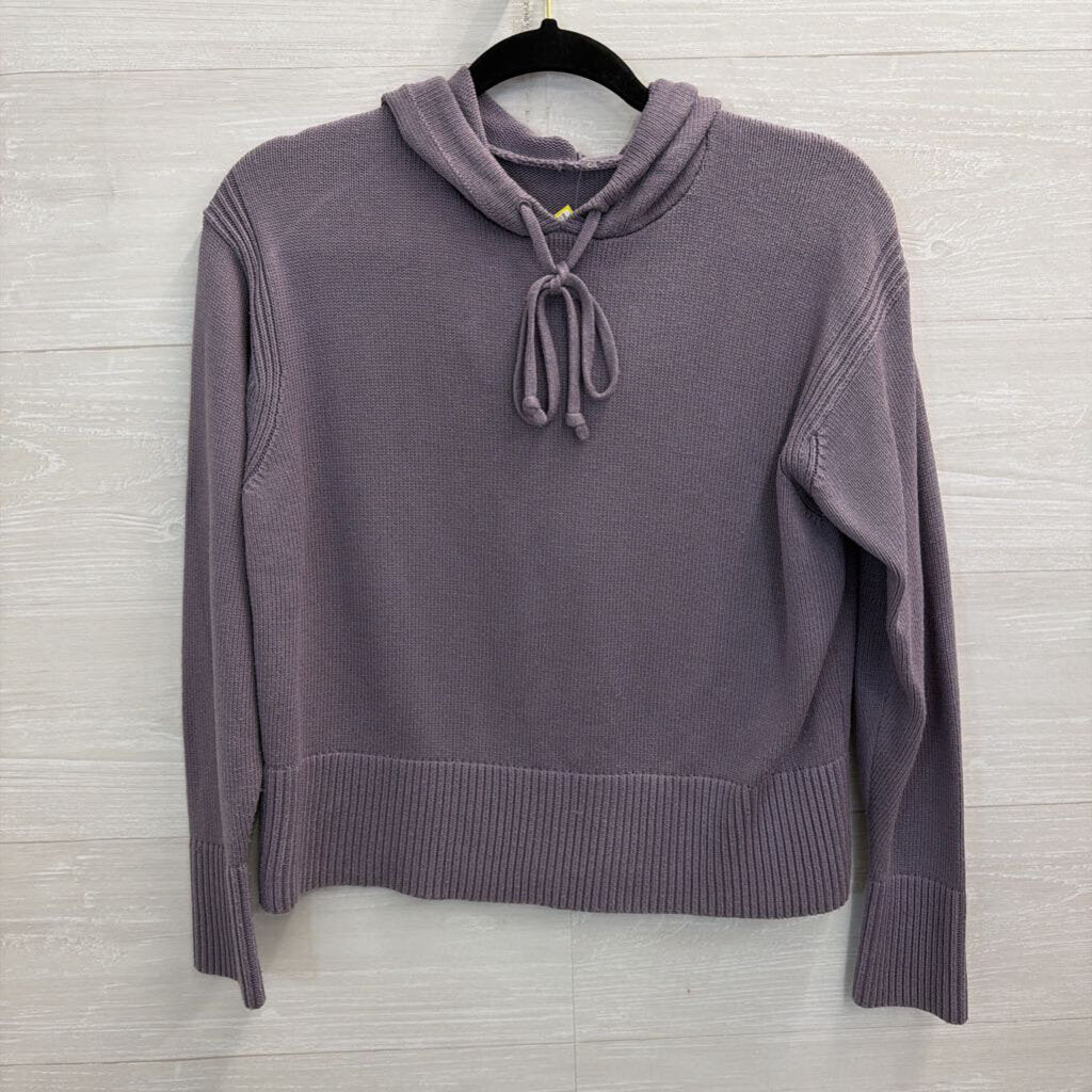 Purple Knit Cropped Hooded Sweater Small