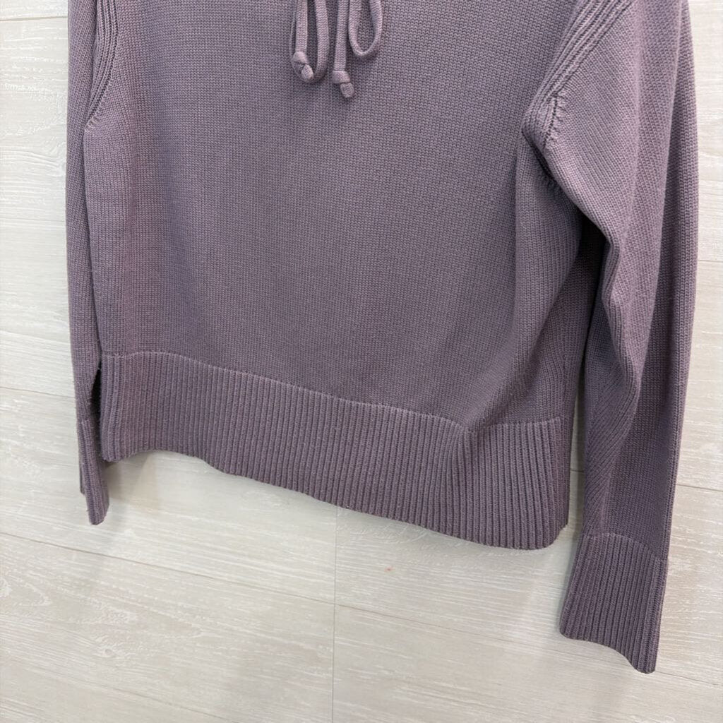 Purple Knit Cropped Hooded Sweater Small