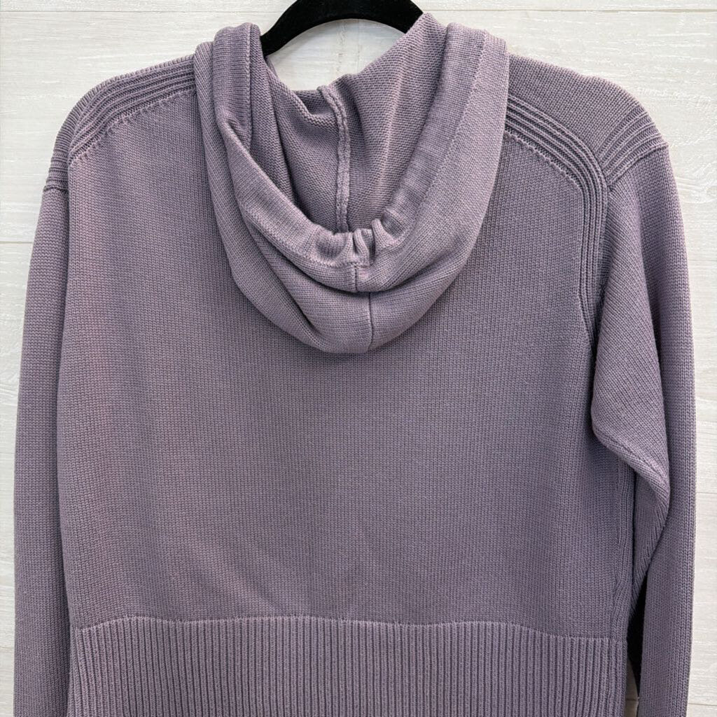 Purple Knit Cropped Hooded Sweater Small