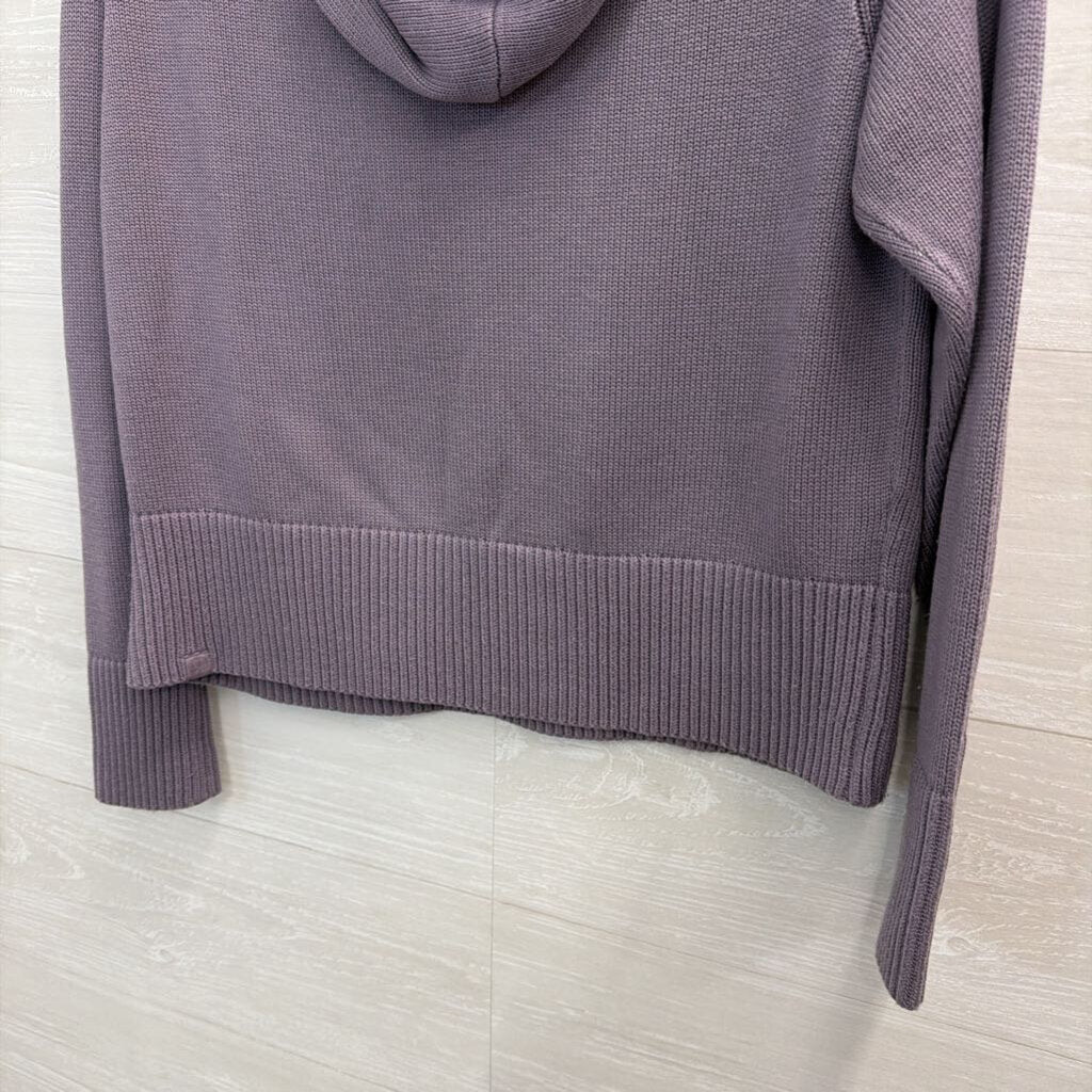 Purple Knit Cropped Hooded Sweater Small
