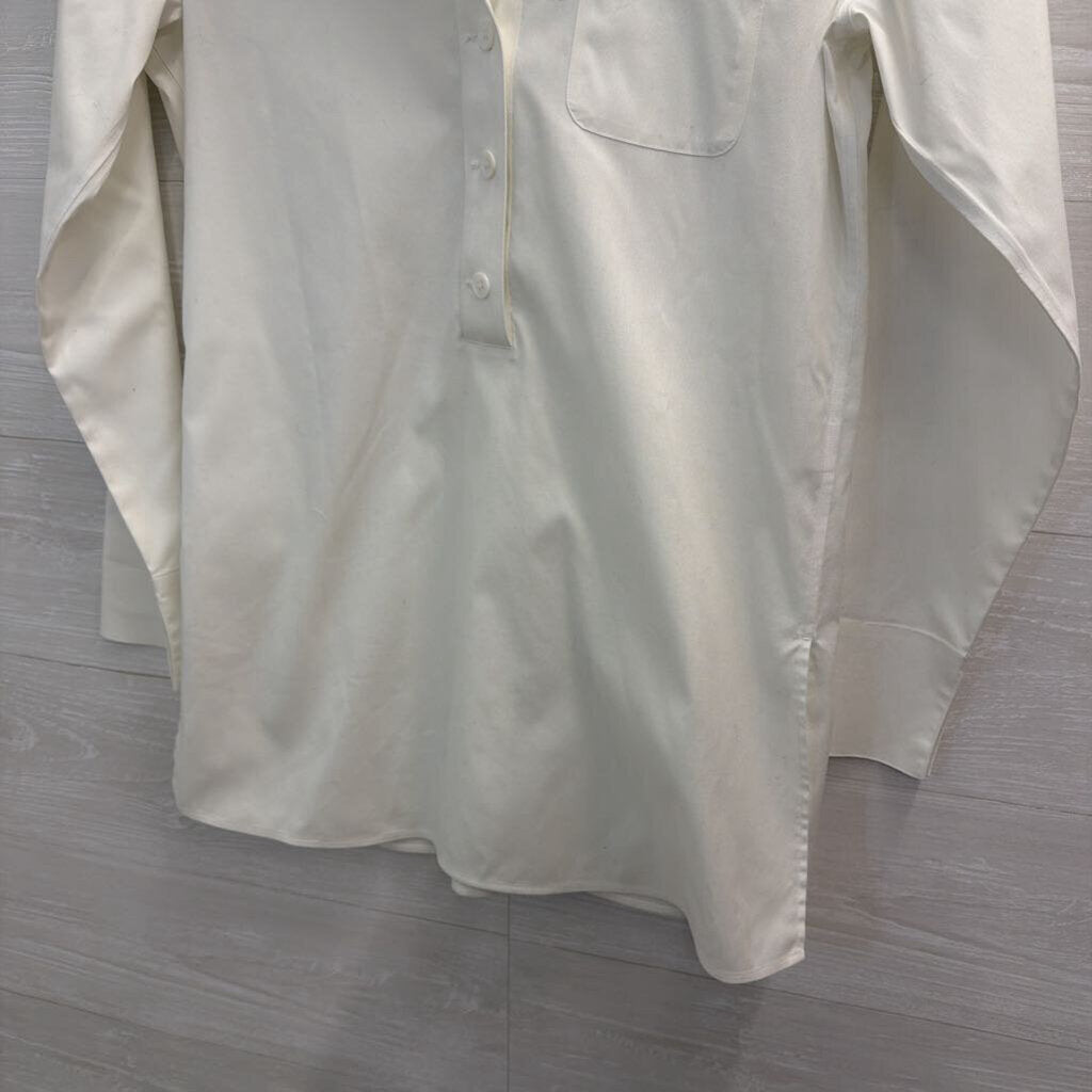 Paper White White Long Sleeve Half Button Down Top 4