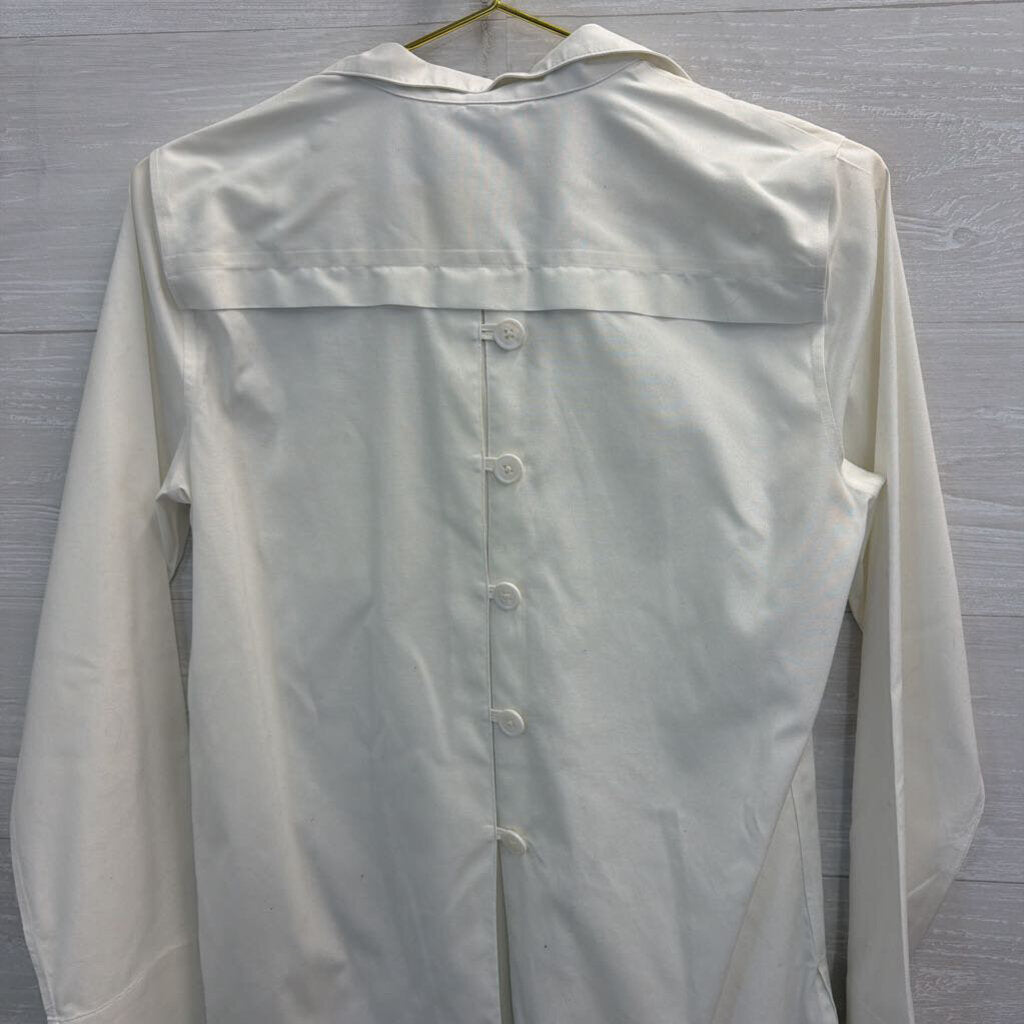 Paper White White Long Sleeve Half Button Down Top 4