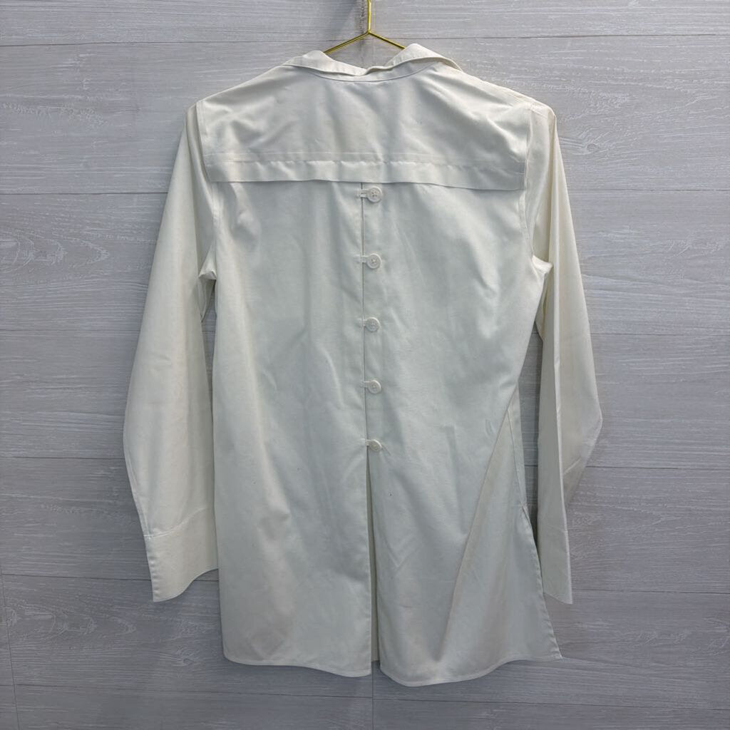 Paper White White Long Sleeve Half Button Down Top 4
