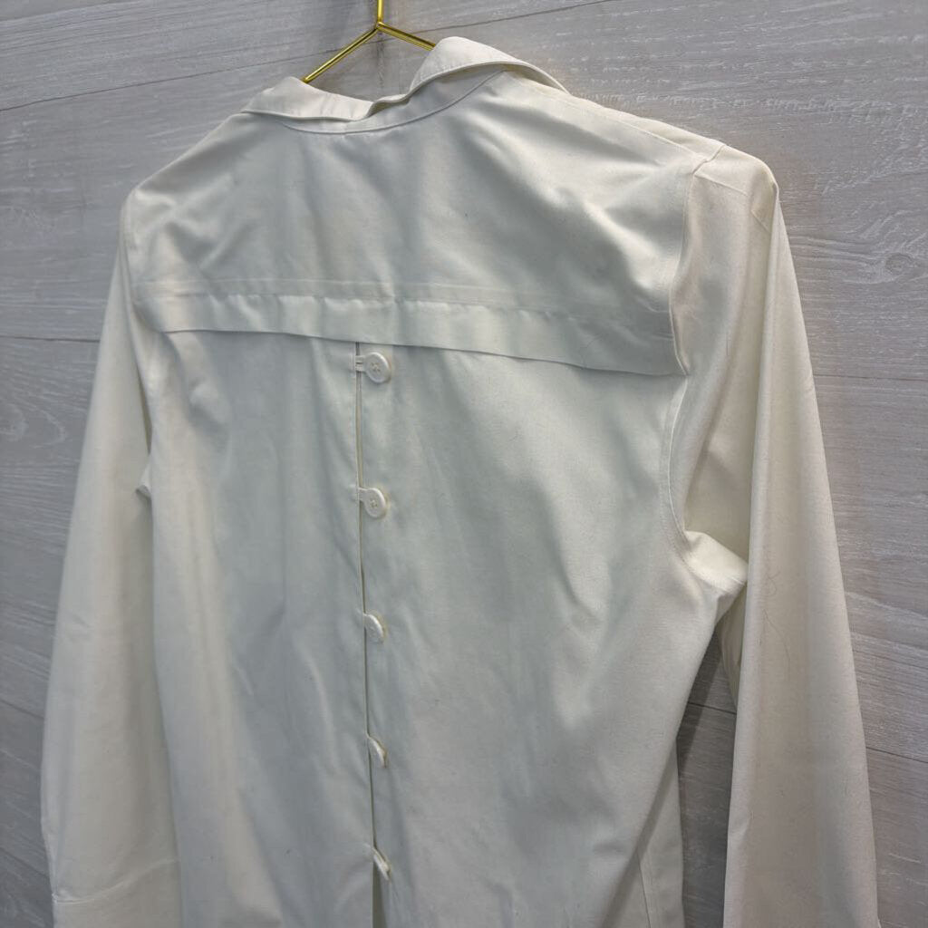 Paper White White Long Sleeve Half Button Down Top 4
