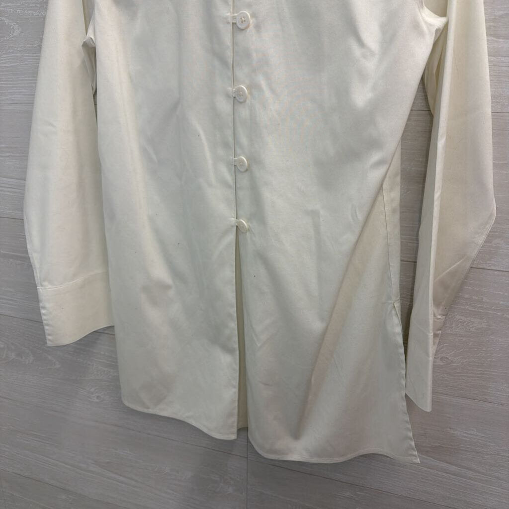 Paper White White Long Sleeve Half Button Down Top 4