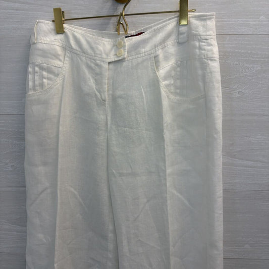 Class White 100% Linen Wide Leg Pants 42
