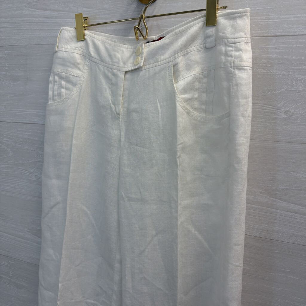Class White 100% Linen Wide Leg Pants 42