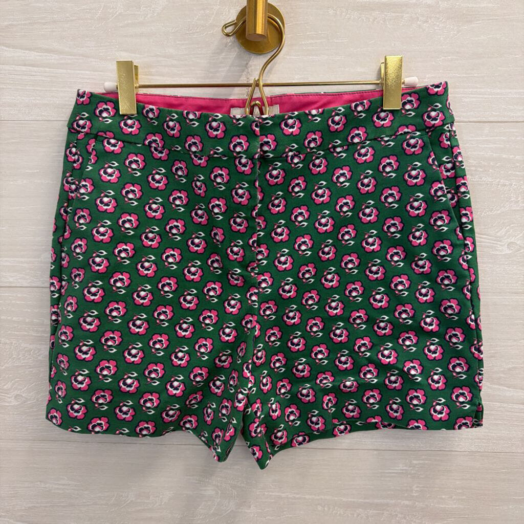 Boden Green/ Pink Floral Print Structured Shorts 6