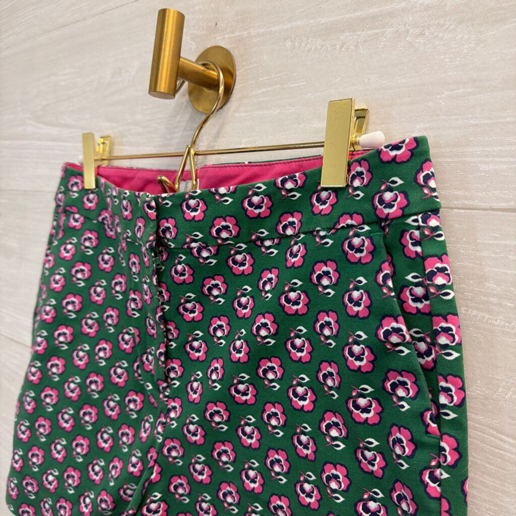 Boden Green/ Pink Floral Print Structured Shorts 6