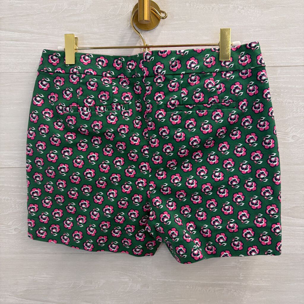 Boden Green/ Pink Floral Print Structured Shorts 6