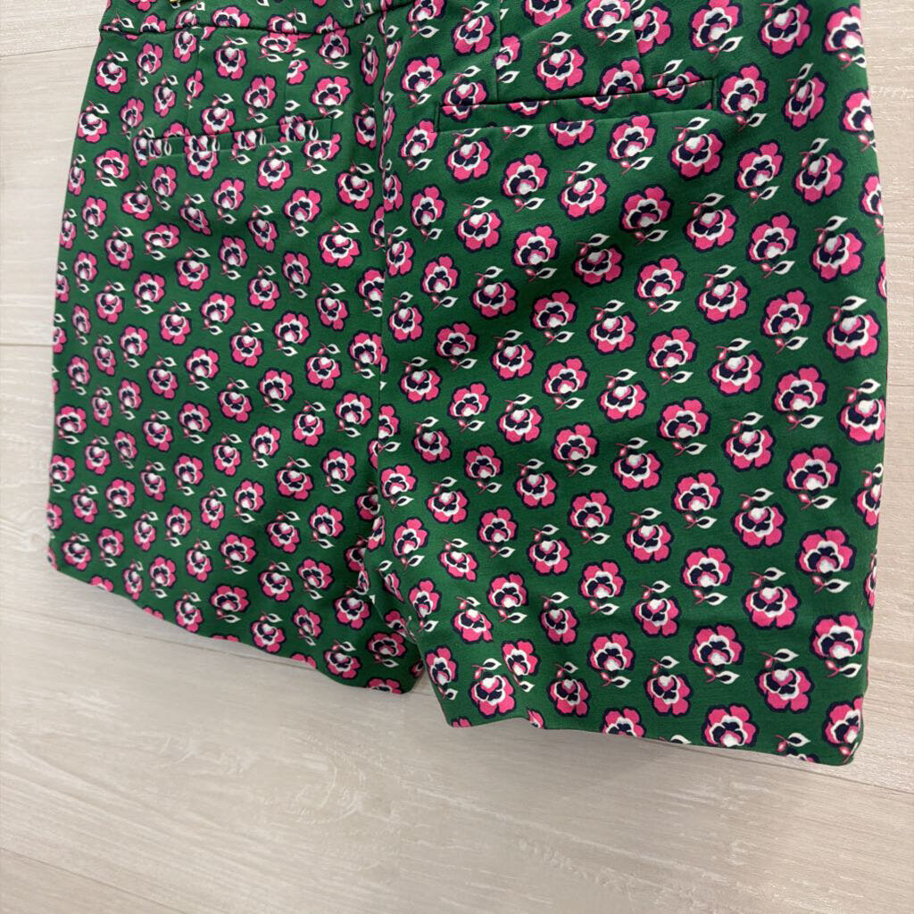 Boden Green/ Pink Floral Print Structured Shorts 6