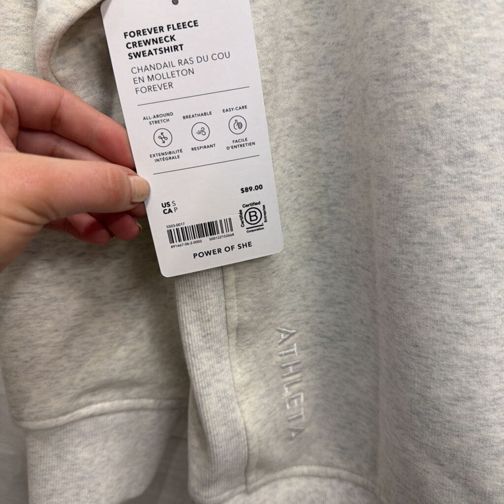 Athleta Grey Forever Fleece Crewneck Sweatshirt Small