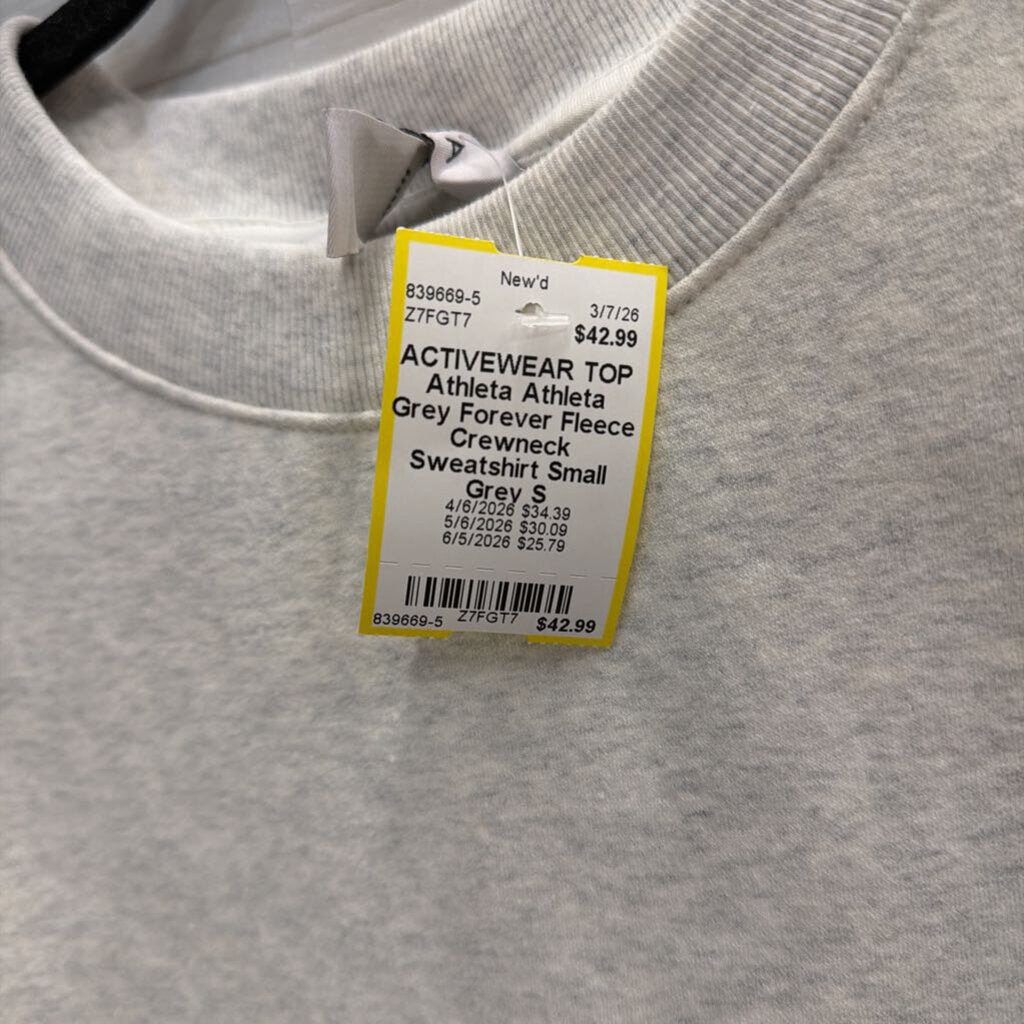 Athleta Grey Forever Fleece Crewneck Sweatshirt Small