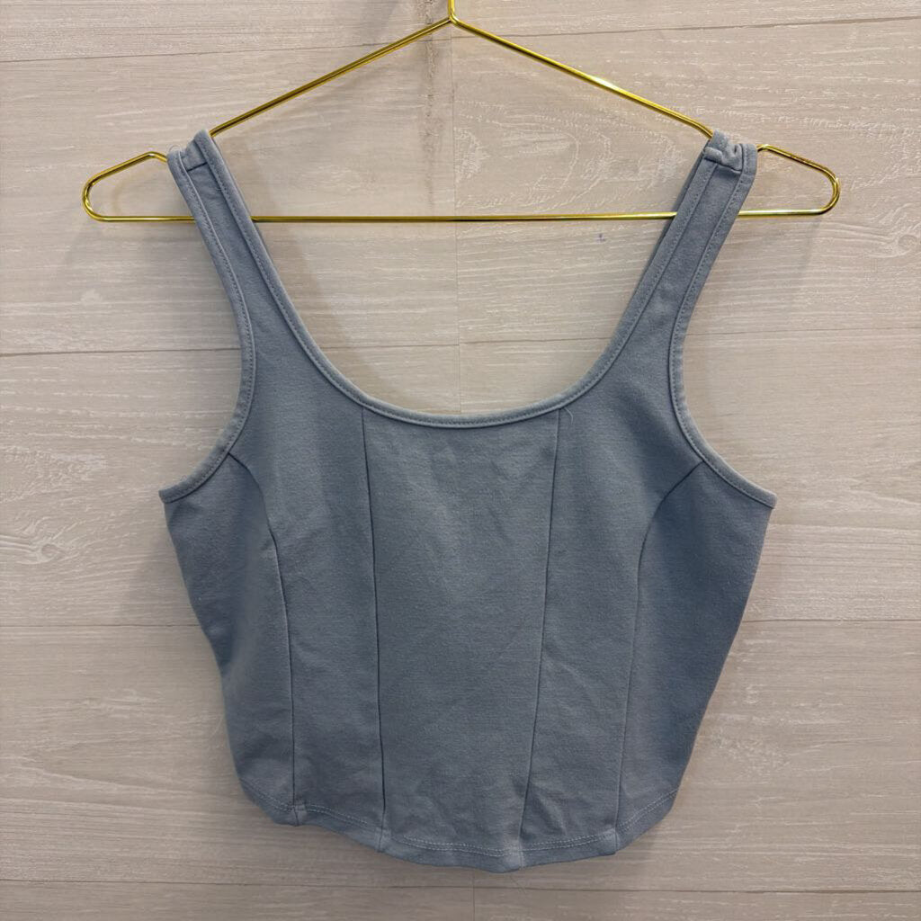 Altar'd State Blue Cropped Coset Tank Top Medium
