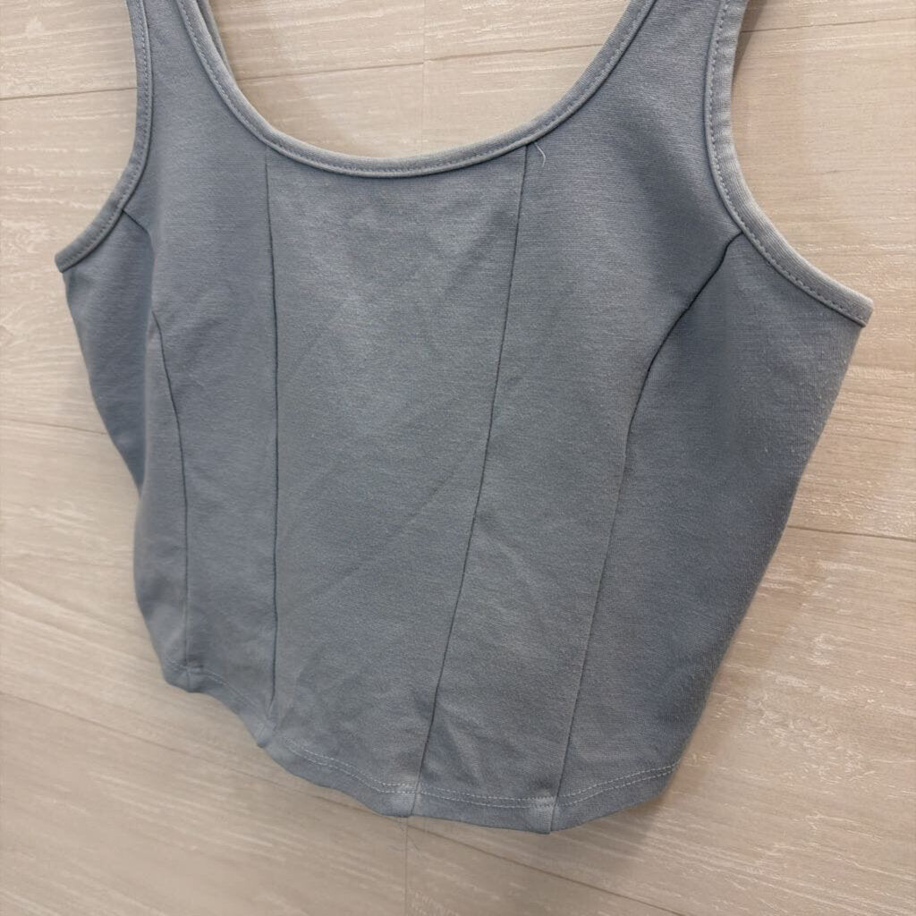 Altar'd State Blue Cropped Coset Tank Top Medium