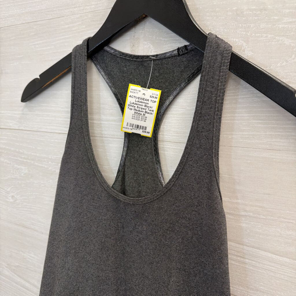 Lululemon Black/ White Striped Tank Top Medium