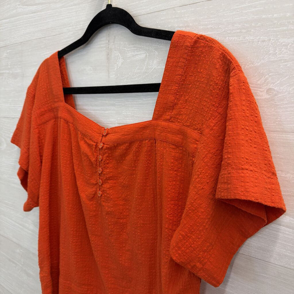 Madewell Orange Textured Cropped Short Sleeve Top Medium