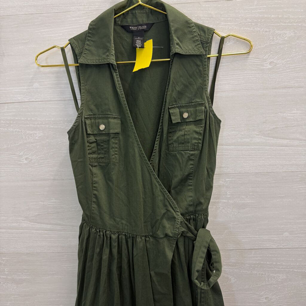 White House Black Market Green Sleeveless Wrap Dress 2