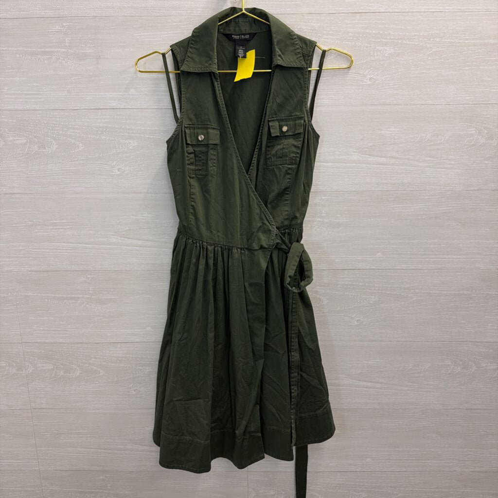 White House Black Market Green Sleeveless Wrap Dress 2