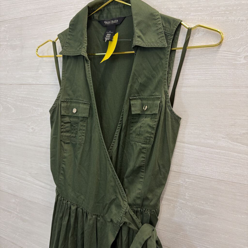 White House Black Market Green Sleeveless Wrap Dress 2