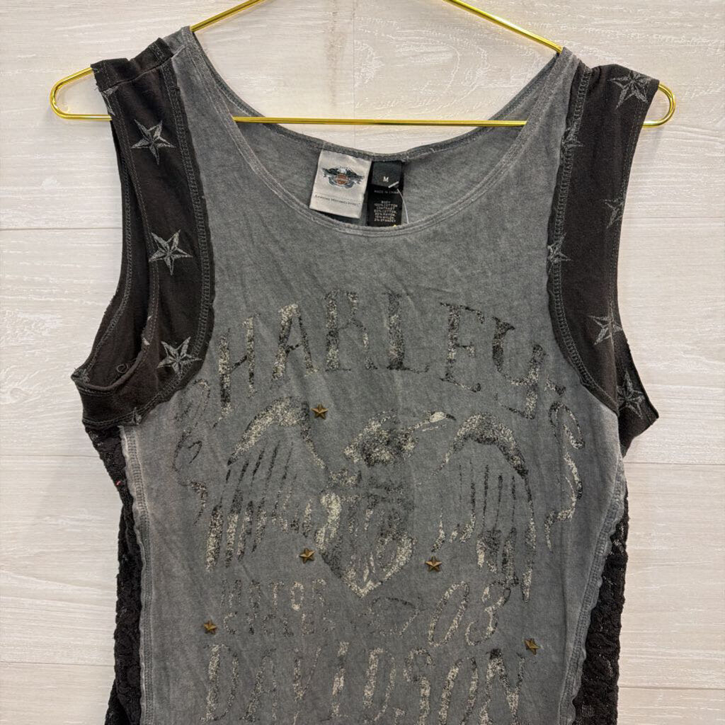 Harley Davidson Grey/ Black Tank Top Medium