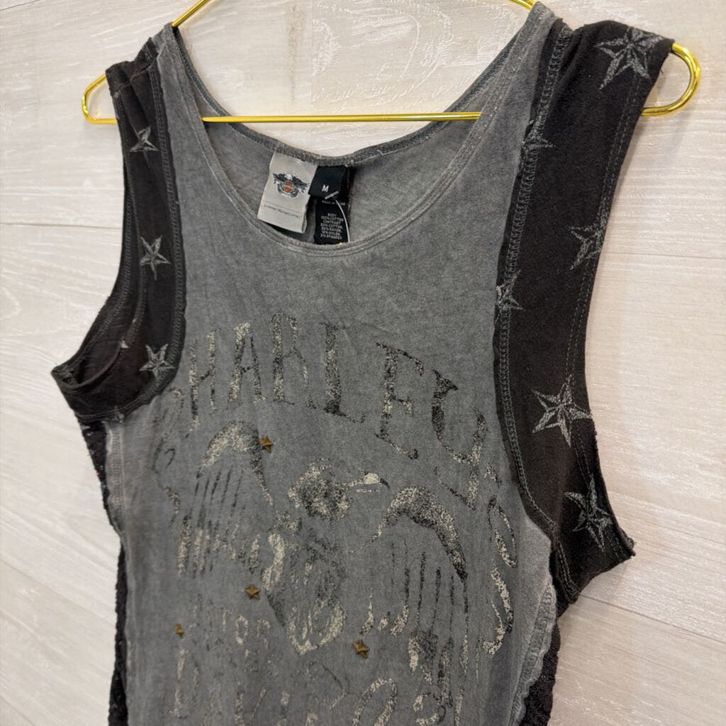 Harley Davidson Grey/ Black Tank Top Medium