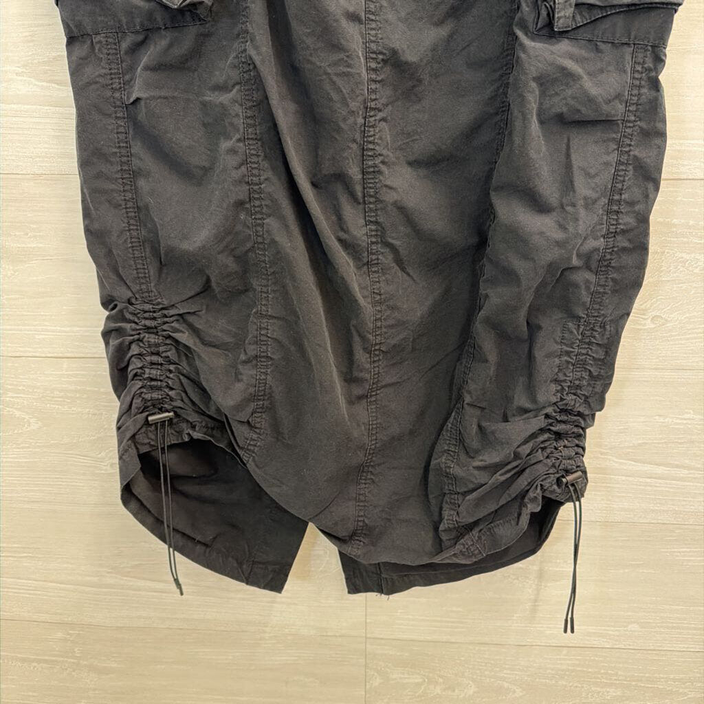 Black Cinch Waist Cargo Midi Skirt Small