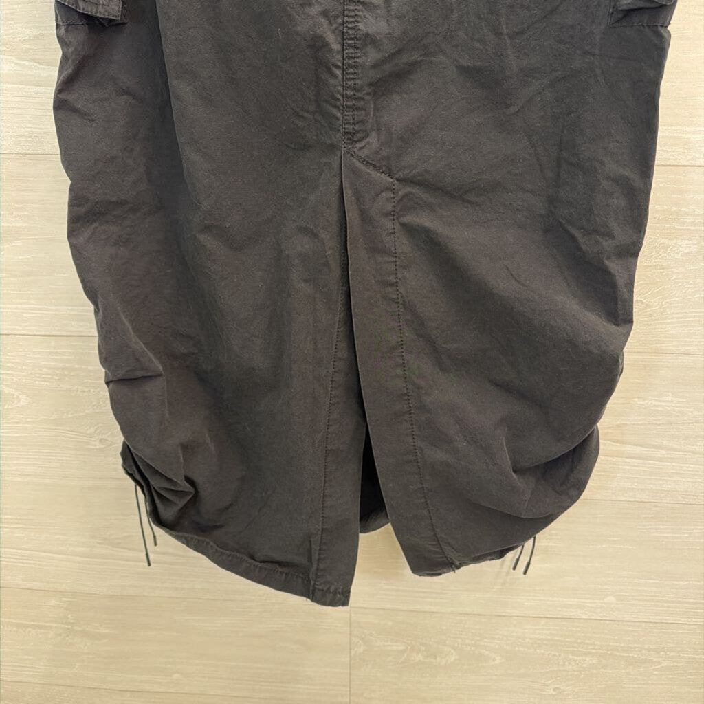 Black Cinch Waist Cargo Midi Skirt Small