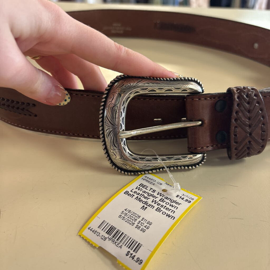 Wrangler Brown Leather Western Belt Medium