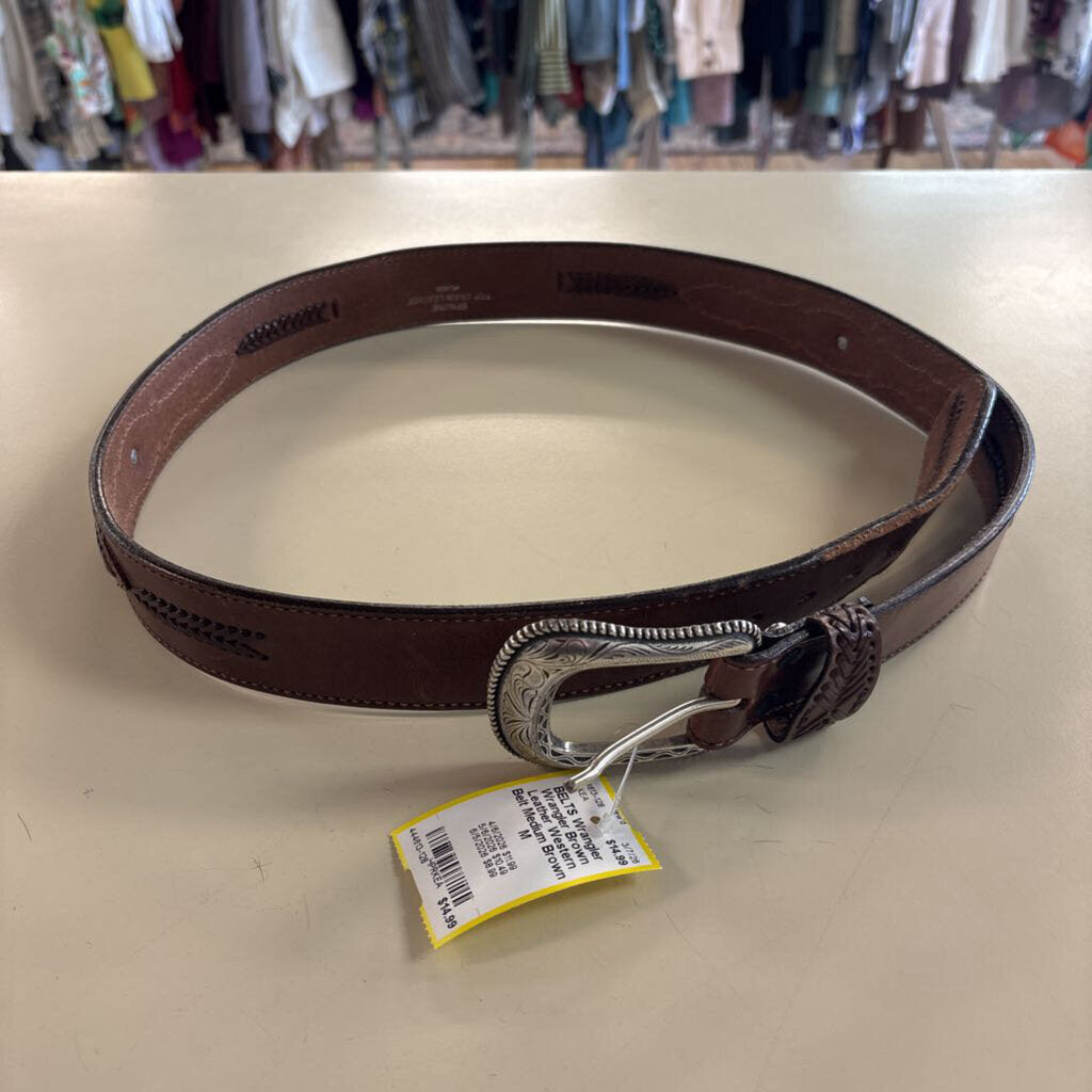 Wrangler Brown Leather Western Belt Medium