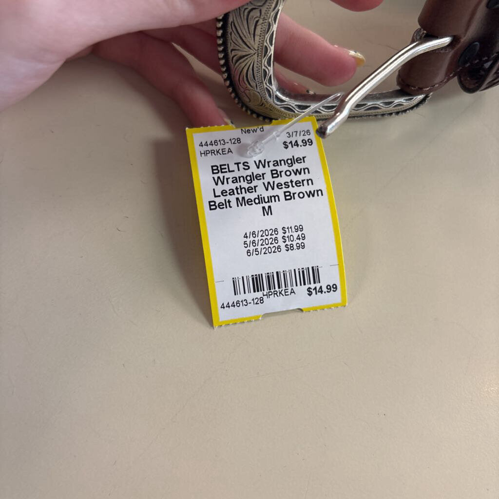 Wrangler Brown Leather Western Belt Medium