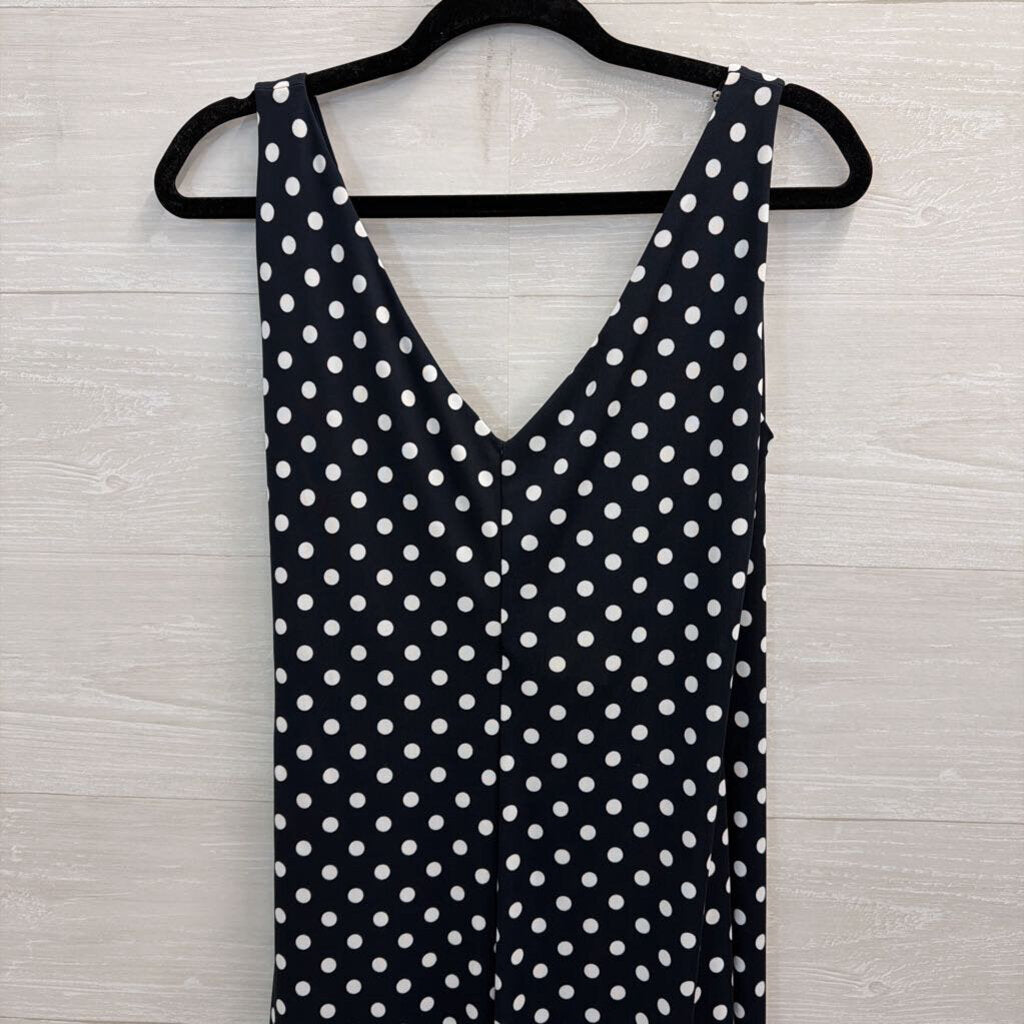 Ralph Lauren Navy/ White Polka Dot Sleeveless Dress Medium