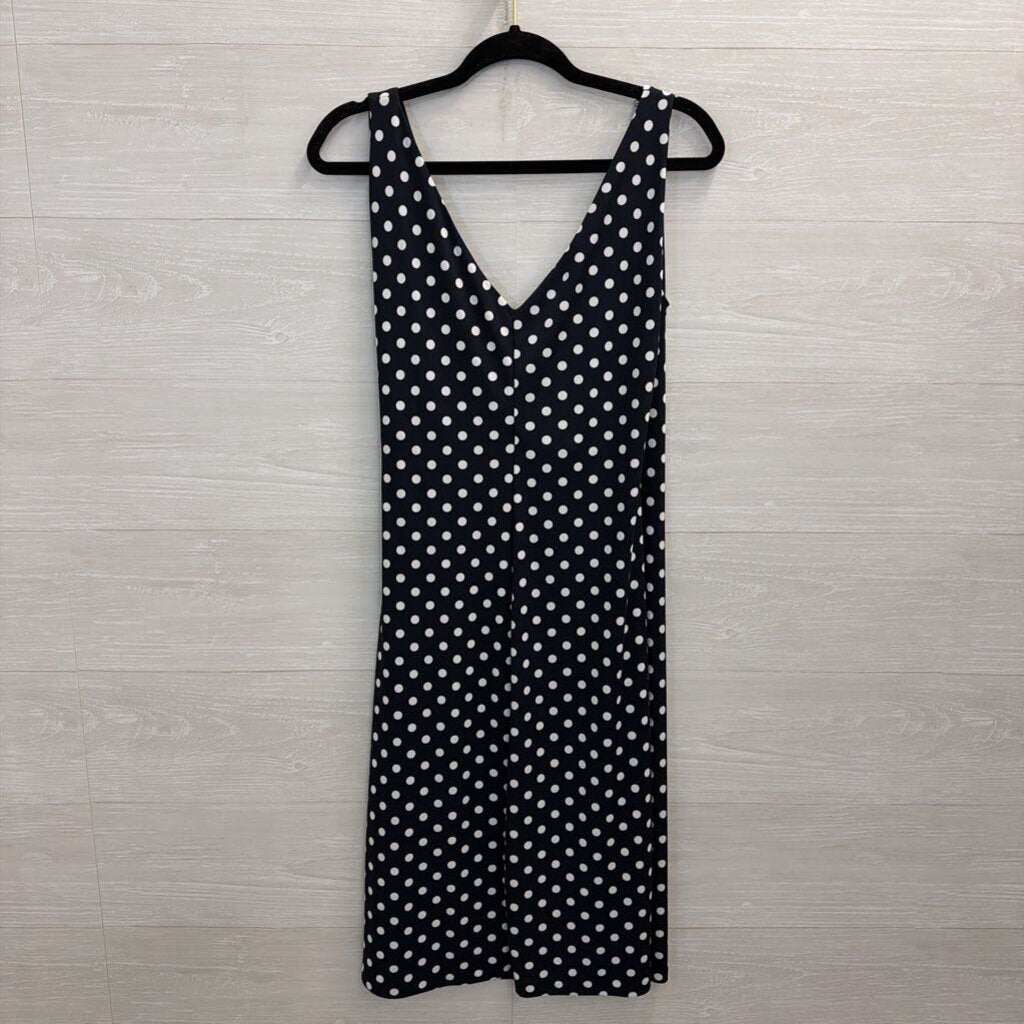Ralph Lauren Navy/ White Polka Dot Sleeveless Dress Medium