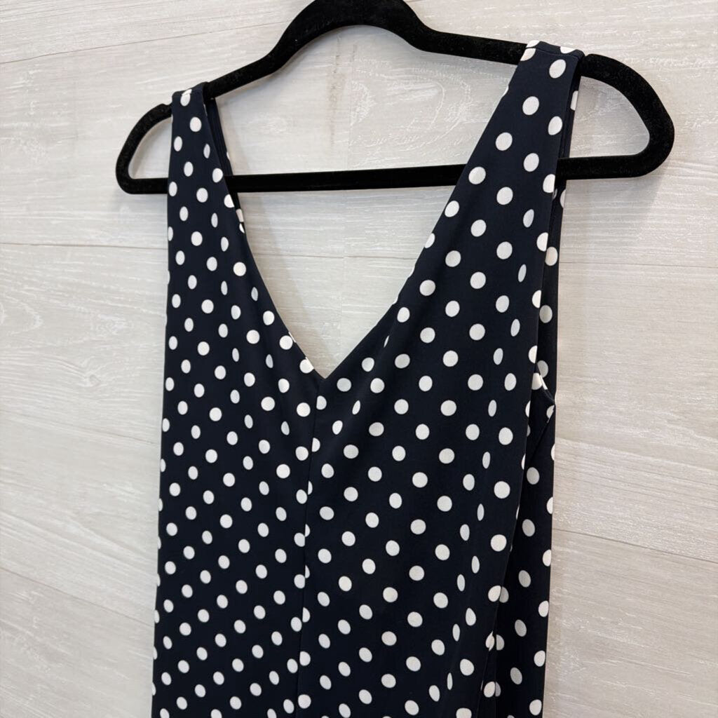 Ralph Lauren Navy/ White Polka Dot Sleeveless Dress Medium