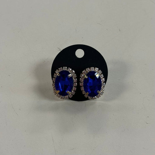 Blue/ Rhinestone Oval Earrings