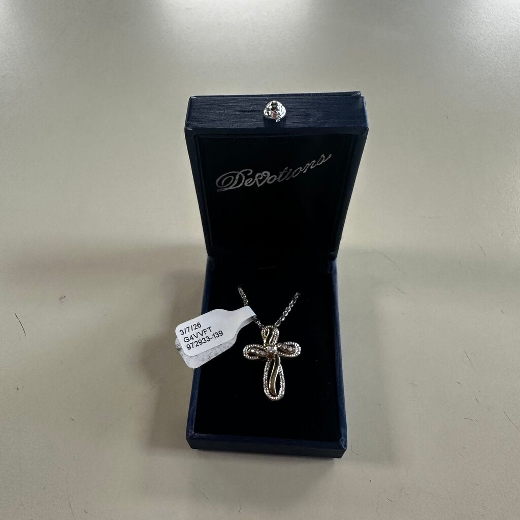 Two Toned Cross Pendant Necklace